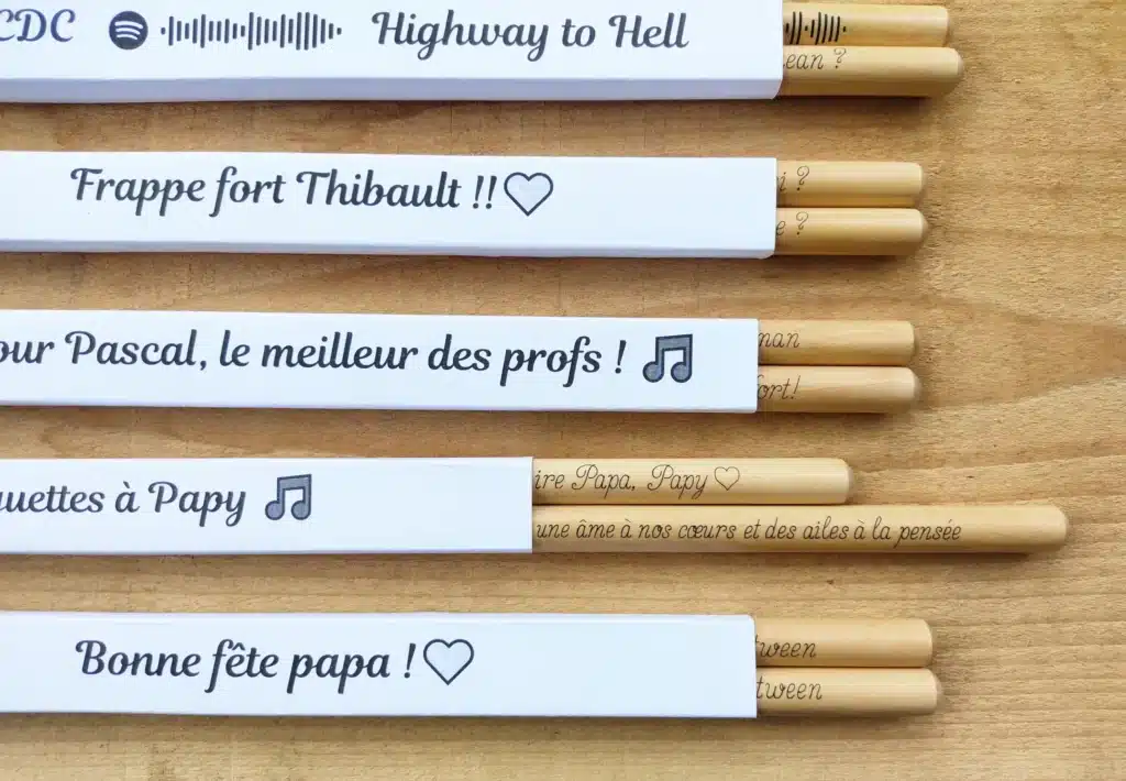 baguettes de batterie personnalisées