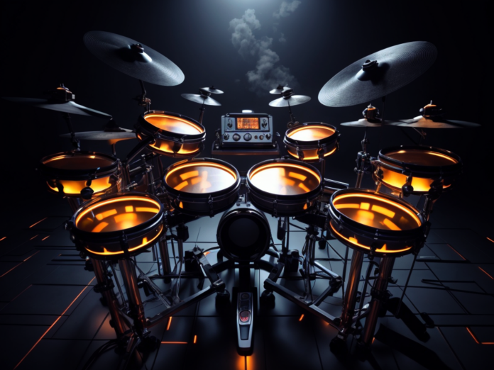 a drum kit with a remote control and a remote control