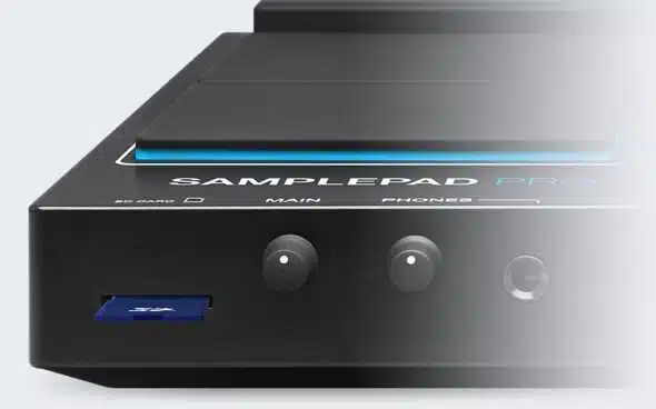 closeAlesis Sample Pad Pro-up of a black device