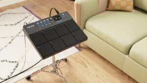 a drum kit with buttons and a cord leguidedesbatteurs.com