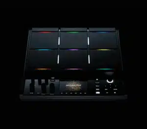 a black electronic device with colorful lights