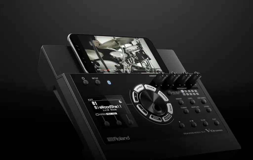 a device with a screen on it
Roland TD-17KVX2