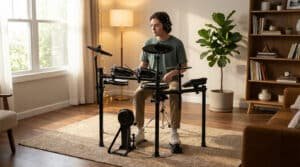 Batterie électronique dans un salon confortable. Batterie électronique Millenium