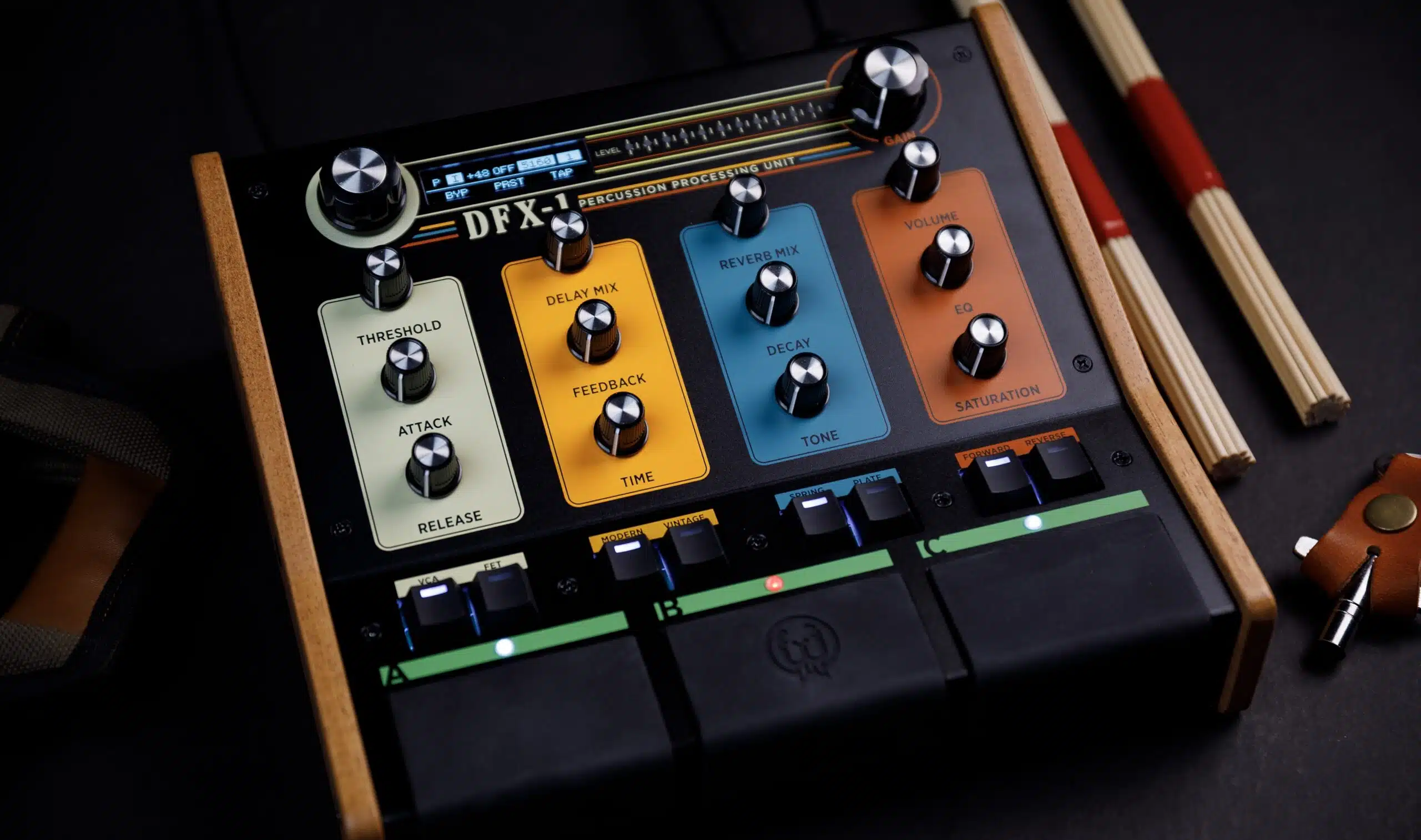 Pédale d'effets audio avec boutons Walrus Audio DFX-1