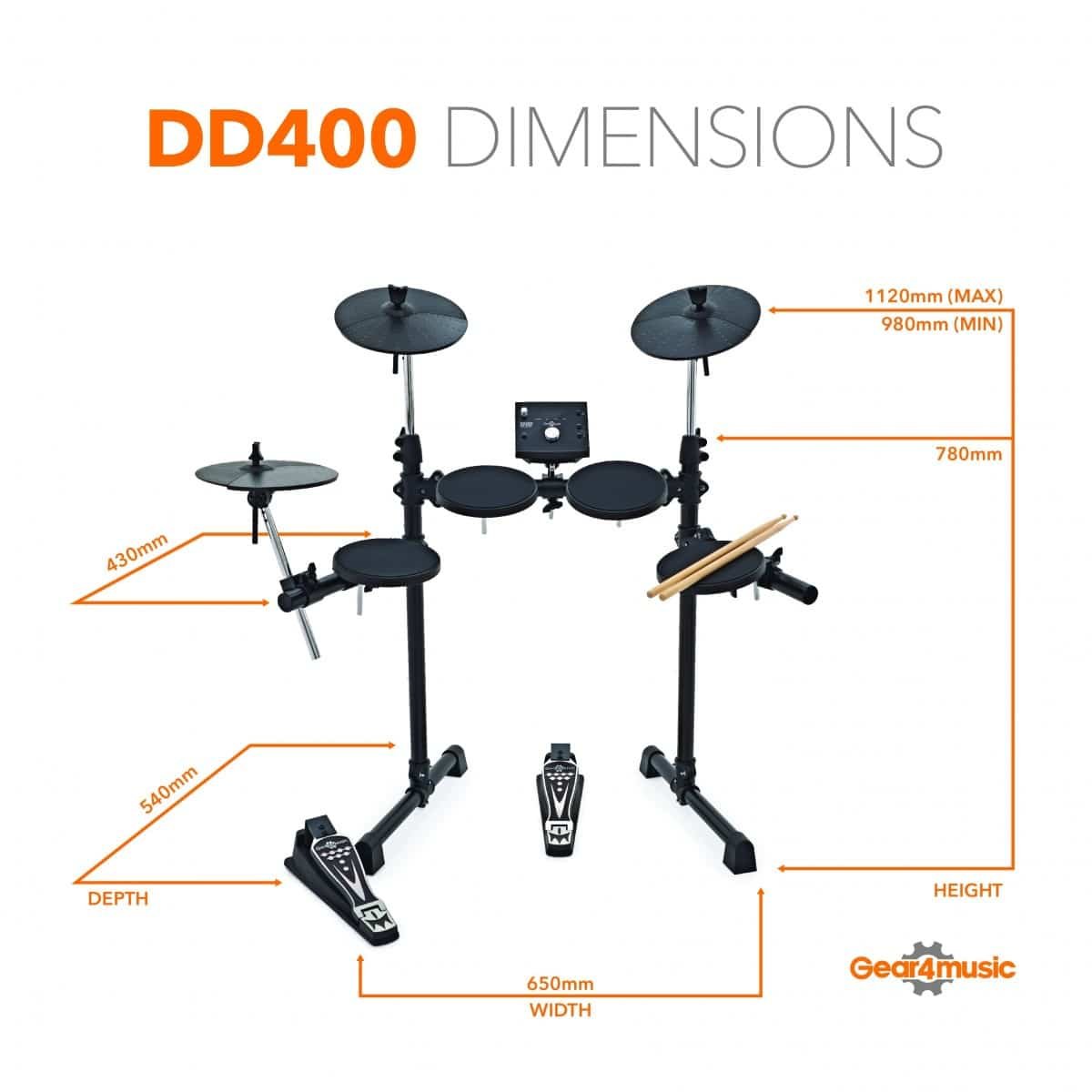 Pads et cymbales de la batterie électronique Digital Drums 400 de Gear4music