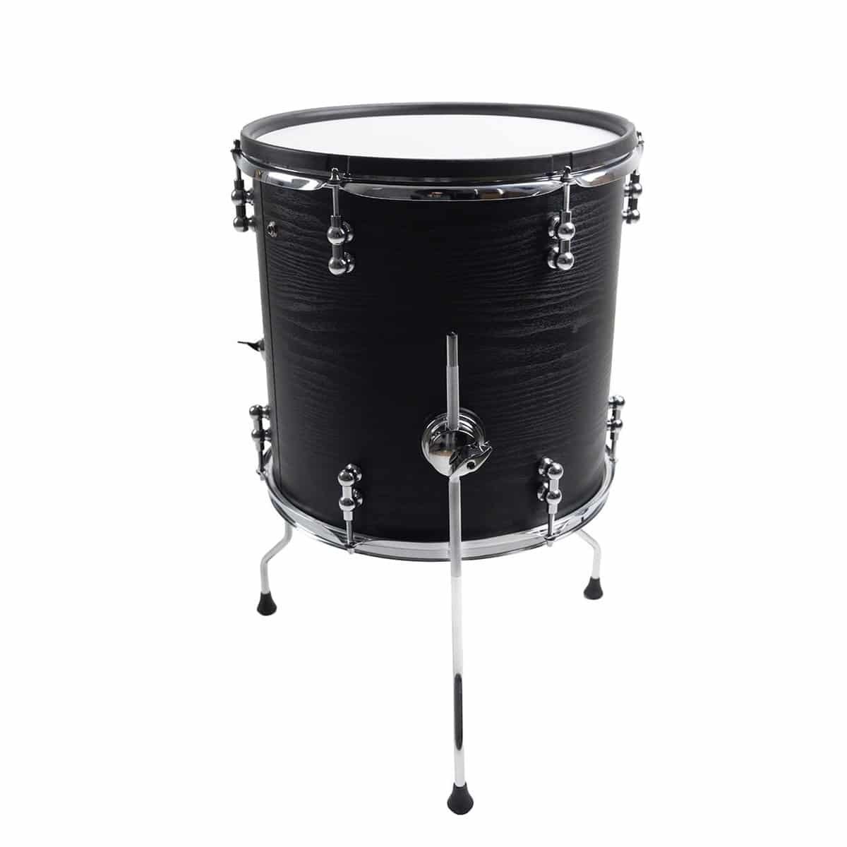 Tom basse de la Shiver EDS-3 en tilleul noir veine bois, peau maillée blanche et pieds chromés