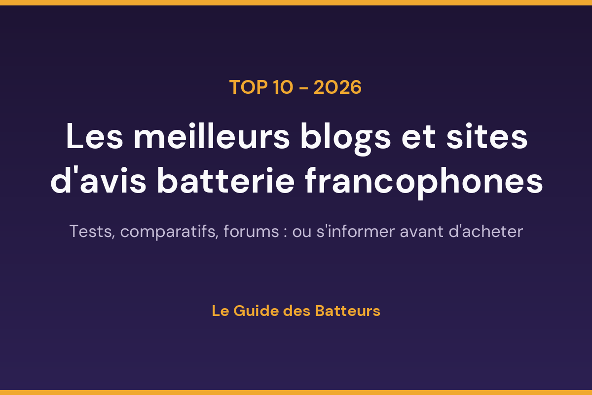 Visuel de couverture du classement 2026 des meilleurs blogs et sites d'avis francophones sur la batterie