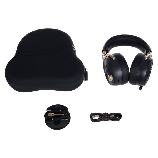 Coffret complet du Zildjian ALCHEM-E : étui de transport rigide, casque, adaptateurs jack 6,35 mm et câble USB-C