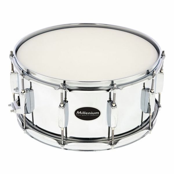 Caisse claire Millenium Power Steel 14x6,5 vue de trois quarts