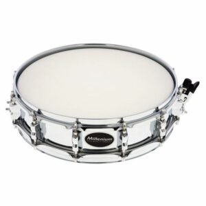 Caisse claire Millenium Piccolo Steel 14x3,5 vue de trois quarts