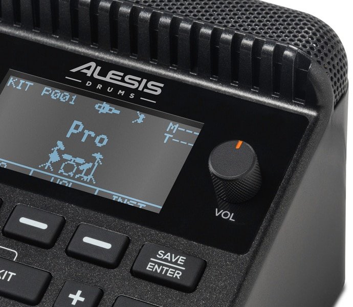 Gros plan sur l’écran et le volume de l’Alesis Kitstream