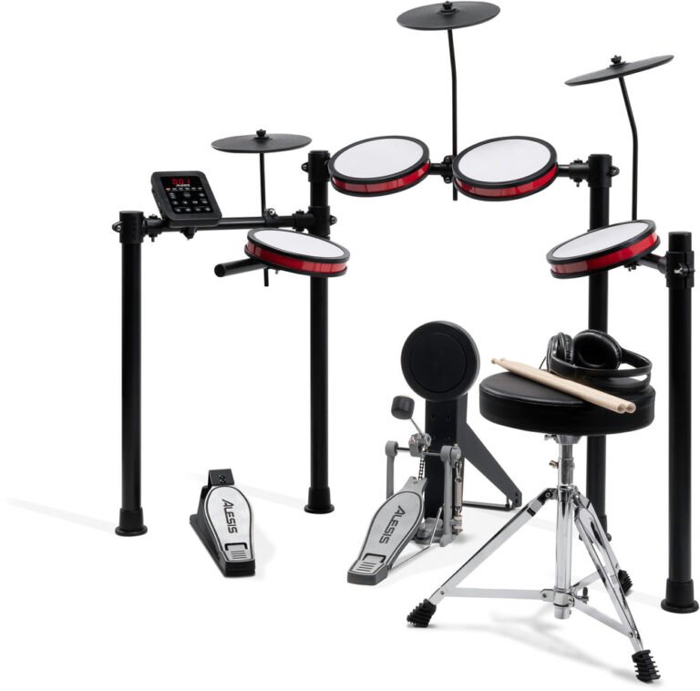 Alesis Turbo Pro Kit vue de trois quarts sur son rack 4 pieds