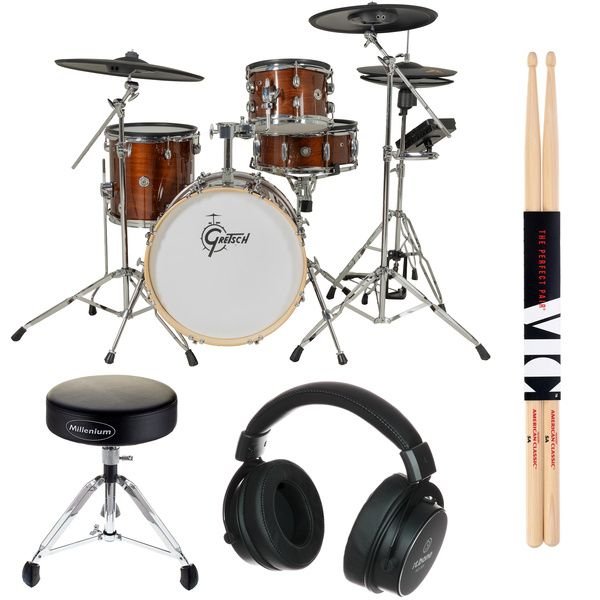 Pack Gretsch Catalina Evo 4 fûts Walnut Glaze avec casque et baguettes