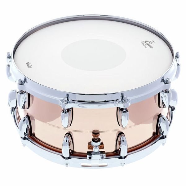 Vue de profil de la Gretsch USA Bronze et de ses cercles moules
