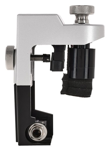 Profil du trigger DT-10K : capteur plus long entouré de mousse, molette latérale et prise jack