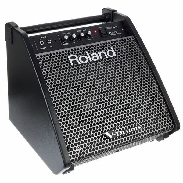 Roland PM-100 vu de trois quarts, caisse inclinée