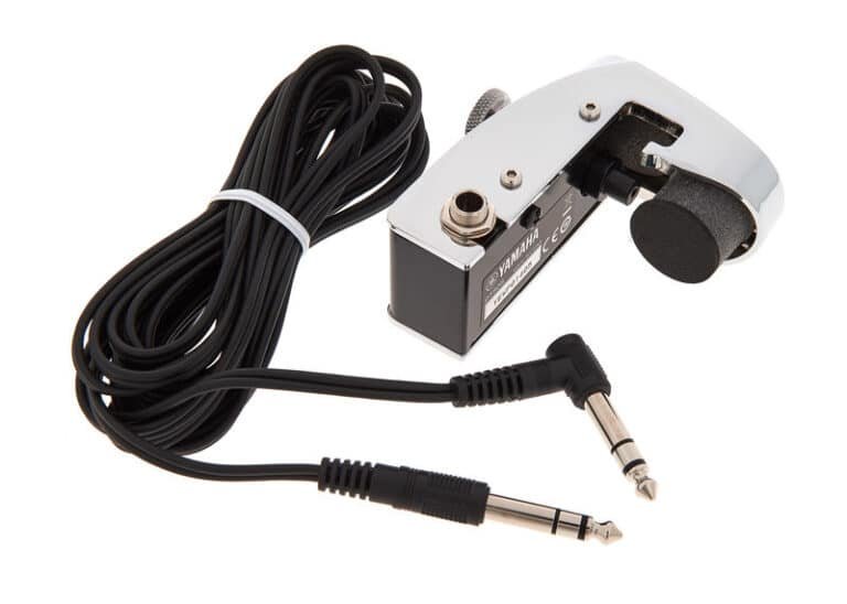 Yamaha DT50 : trigger de caisse claire DT50S chromé avec son câble jack stéréo à fiche coudée