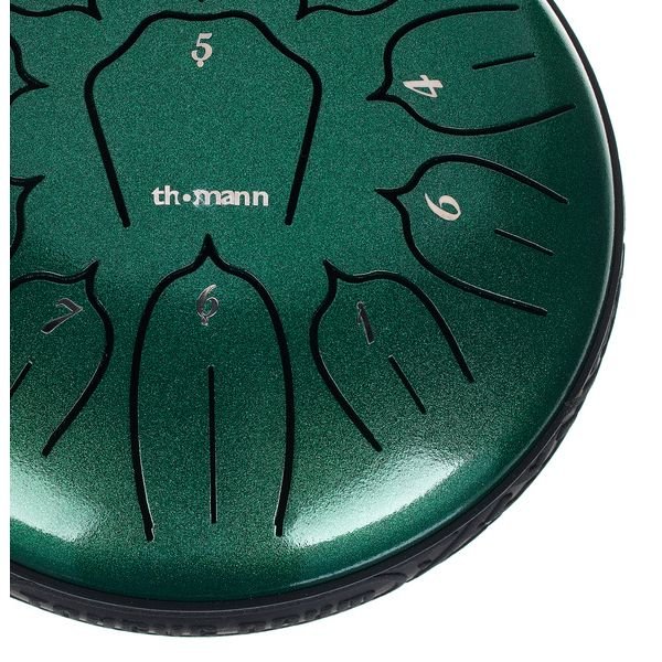 Détail des langues et du motif lotus du Thomann Tongue Drum 6"